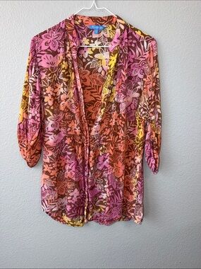 Blue Ginger Tropical Button up Tunic